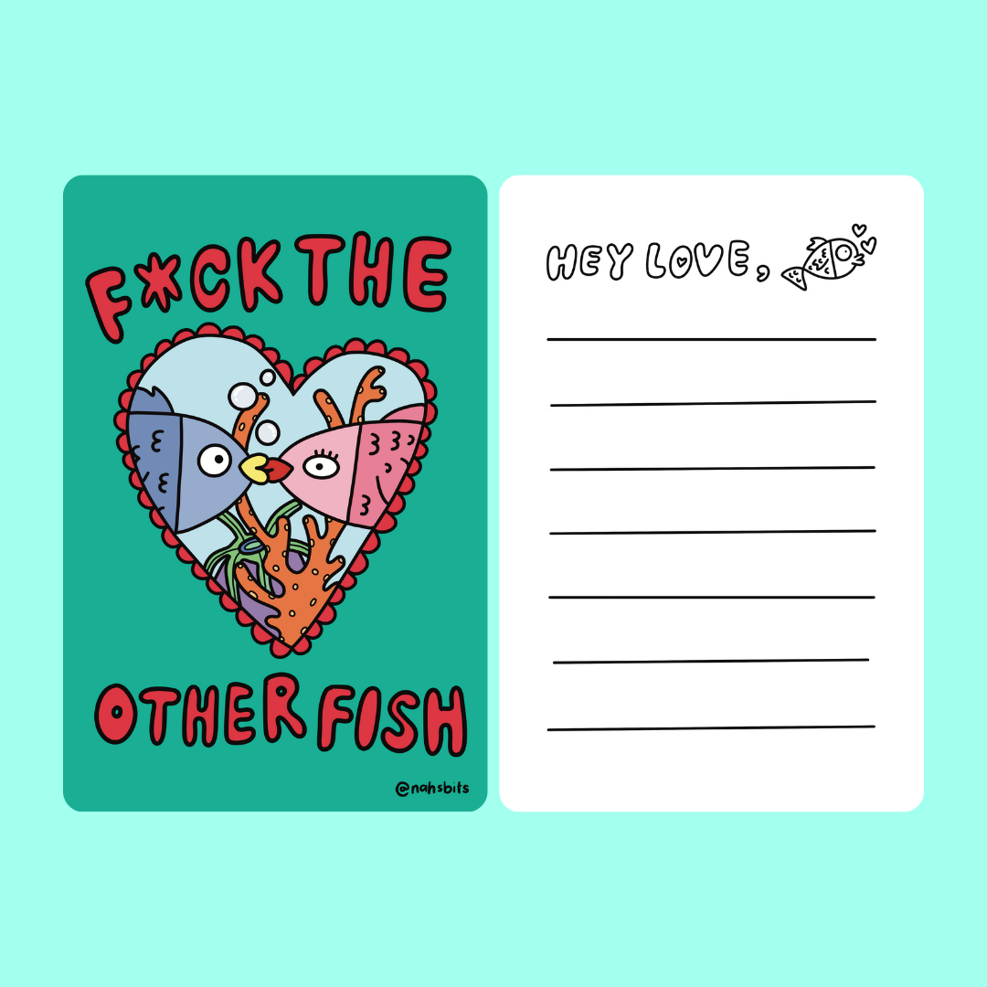 F*CK THE OTHER FISH π π ππ π π double sided postcard
