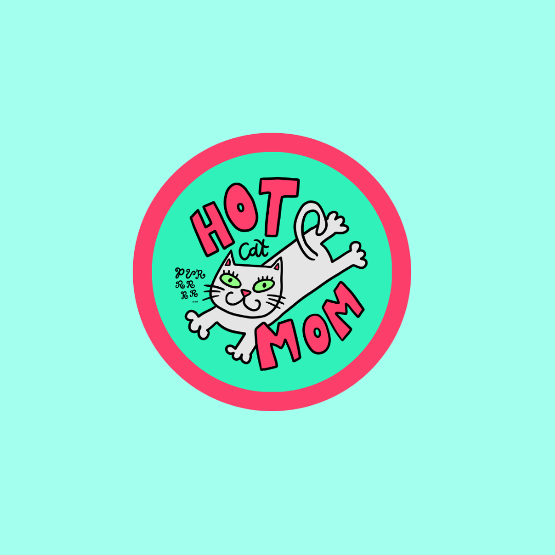 hot white cat mom ฅ^>⩊<^ ฅ Vinyl sticker