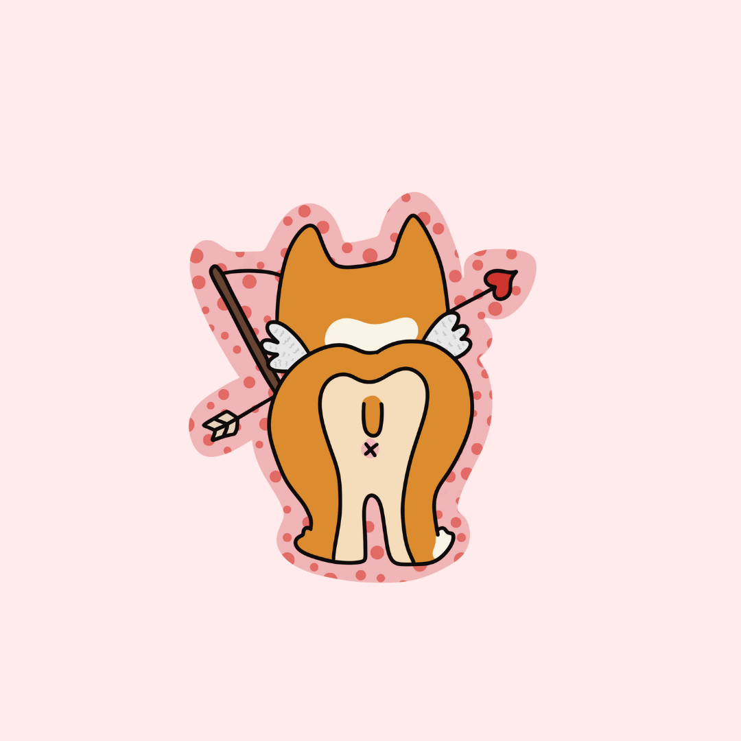 stupid corgi cupid ૮ • ﻌ - ა GLITTER Vinyl sticker...