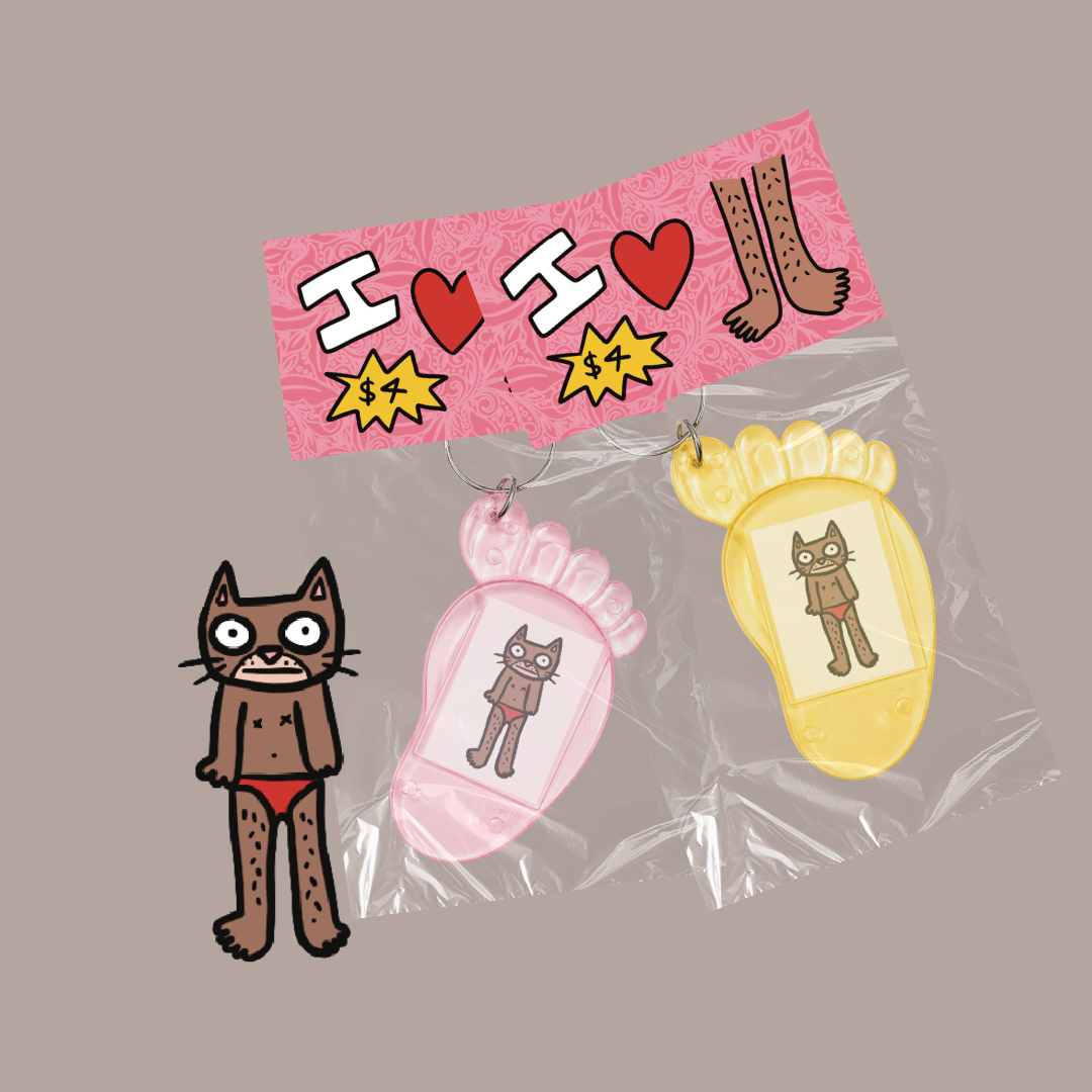 i <3 cat feet keychain