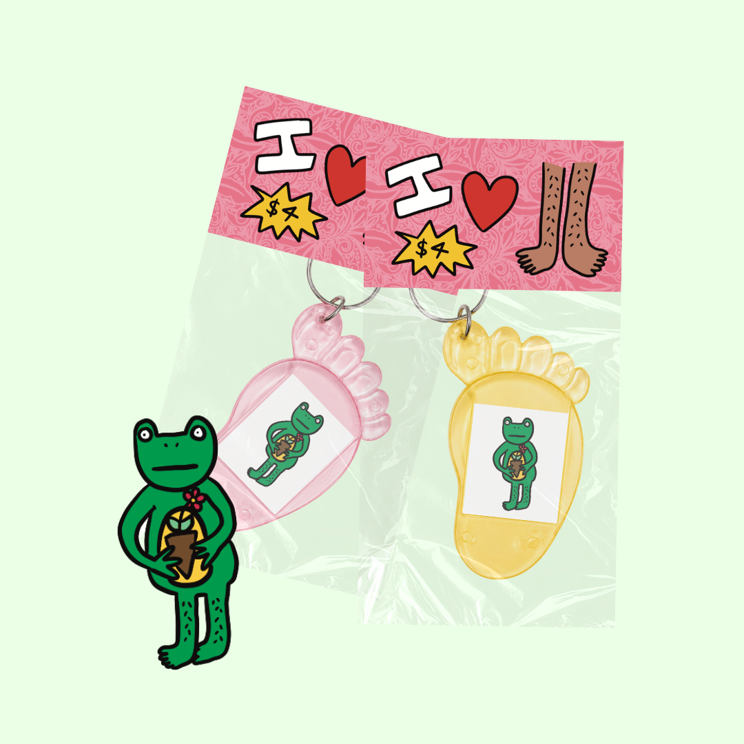 i <3 FROG feet keychain
