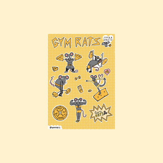 gym ratz ⋆ ᕙ(  •̀ ᗜ •́  )ᕗ A6 sticker sheet