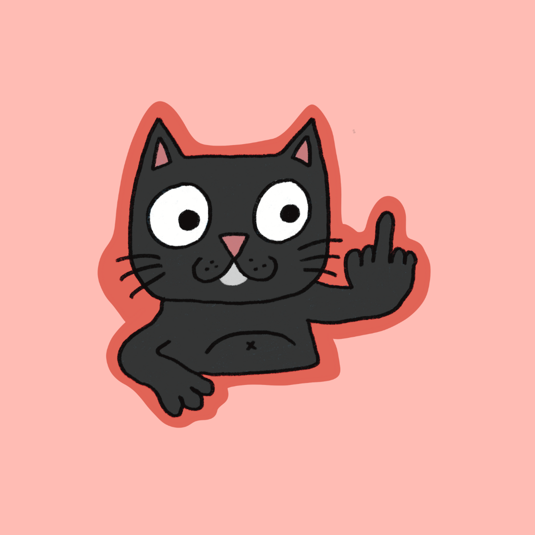 Tuxedo boy... MIDDLE FINGER CAT! Vinyl sticker. ₍⸍⸌̣ʷ̣̫⸍̣⸌₎