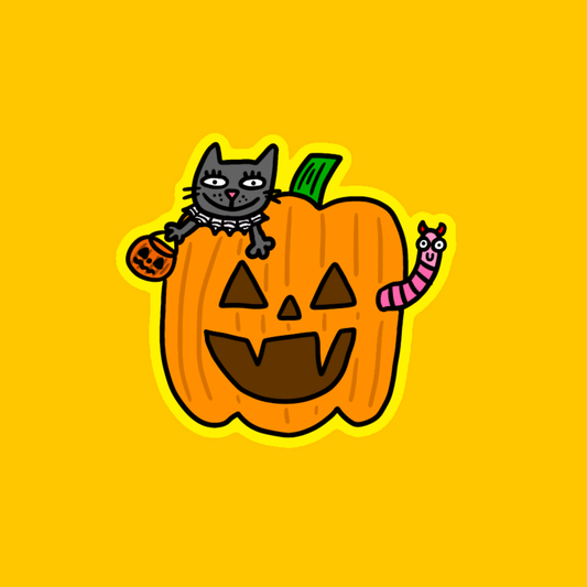 cat pumpkin n worm.