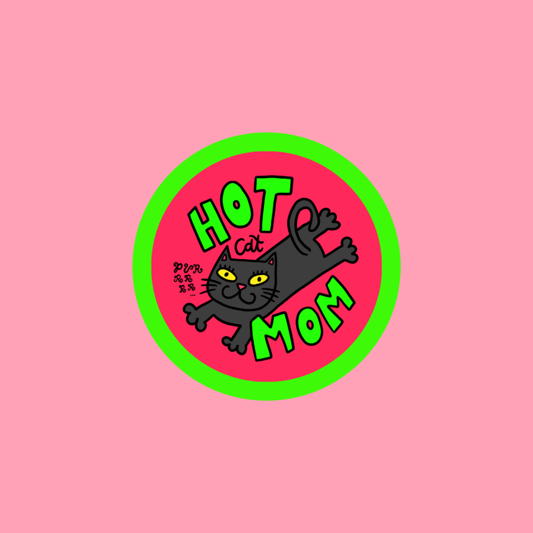 hot black cat mom ฅ^>⩊<^ ฅ Vinyl sticker