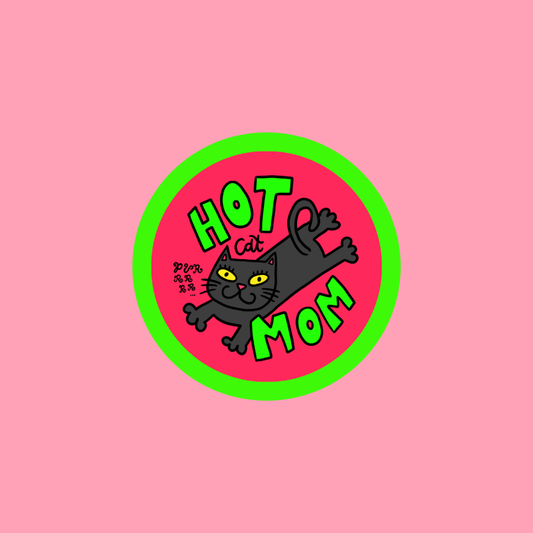 hot black cat mom ฅ^>⩊<^ ฅ Vinyl sticker