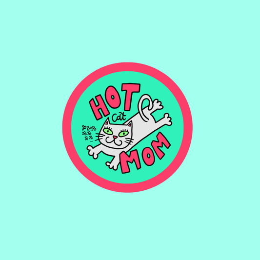 hot white cat mom ฅ^>⩊<^ ฅ Vinyl sticker