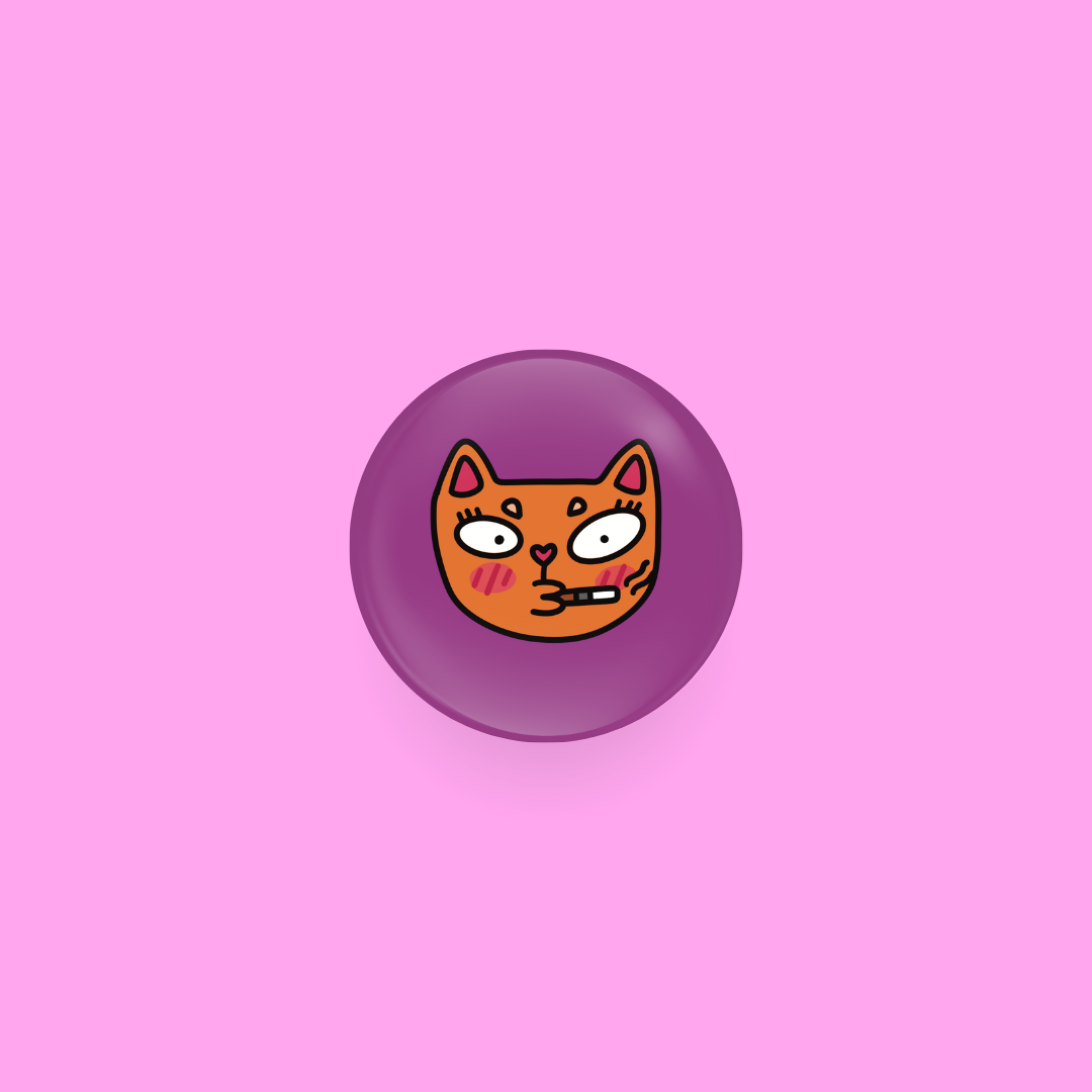 smoking kitty ᝰ▬▬ 25mm mini button badge