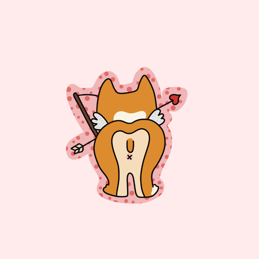 stupid corgi cupid ૮ • ﻌ - ა GLITTER Vinyl sticker...