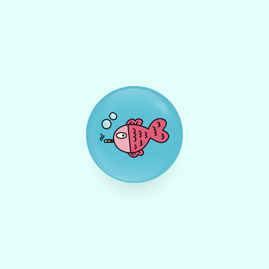 smoking fishy ᝰ▬▬ 25mm mini button badge