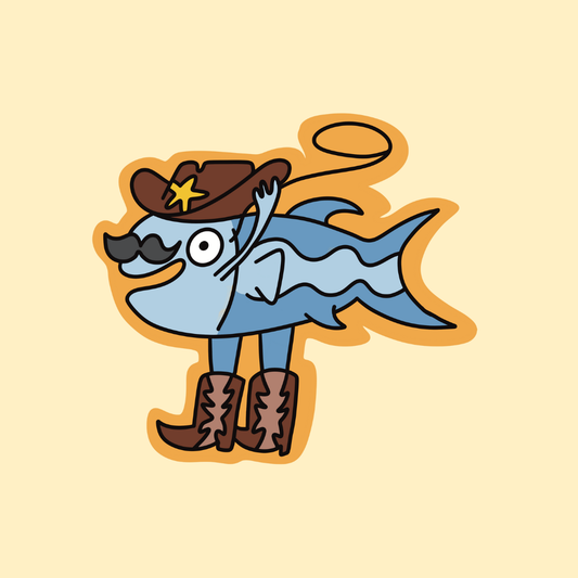 cowboy yeeyee fish named riley blue. .°˖⋆ ℧ 𓃗 .°˖⋆ Vinyl sticker